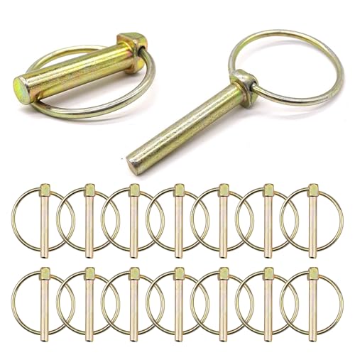 16 Stück Klappsplinte 4 5mm x 40mm Klappstecker Sortiment Klappsplint Set mit Ring Klappsplinten Splintbolzen Splinte für Anhaenger Traktor Kippern Bauernhof