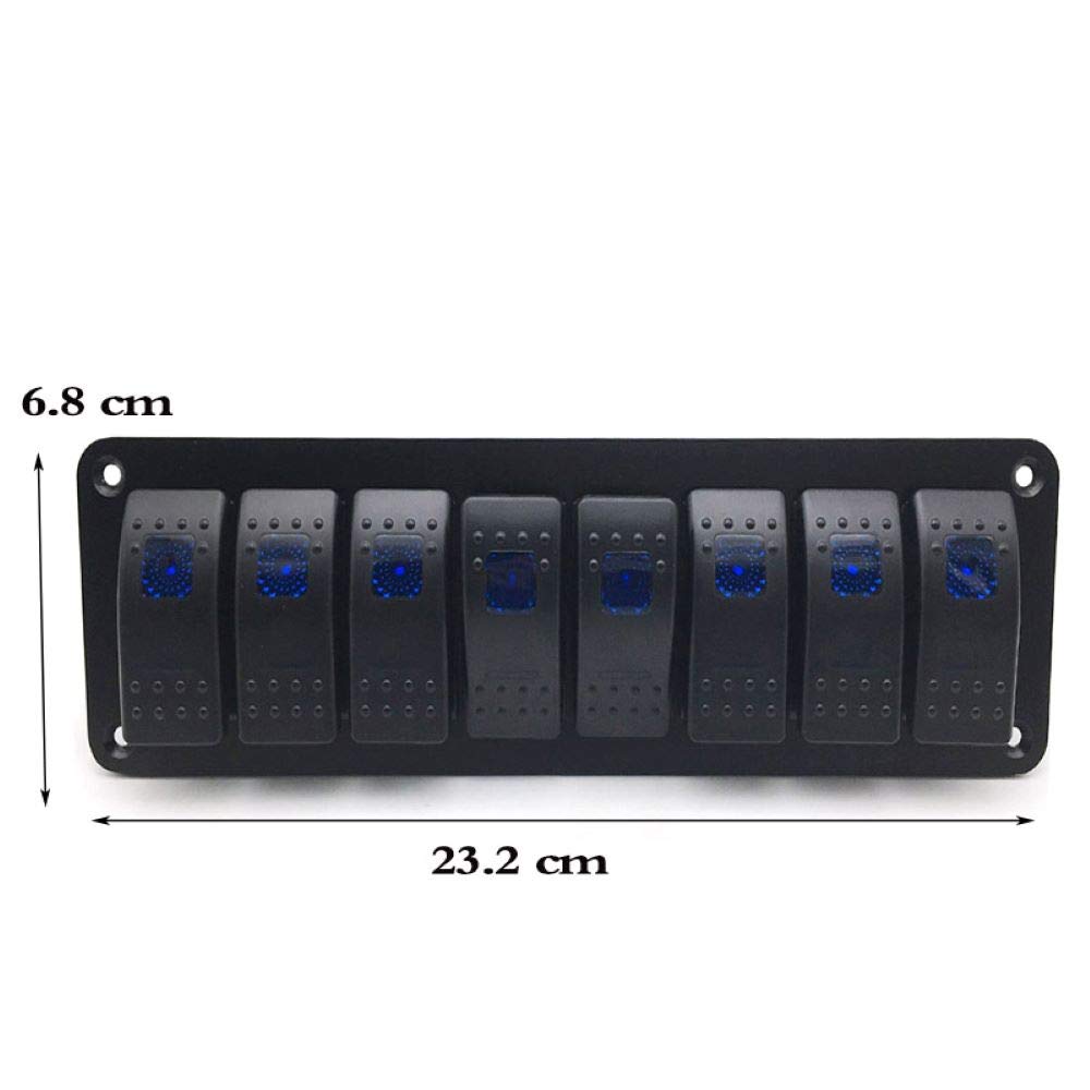ELING Universal 8 Gang Rocker Switch Panel Dual LED Waterproof Rocker Switch Control Panel Circuit Breaker for Car Marine Boat