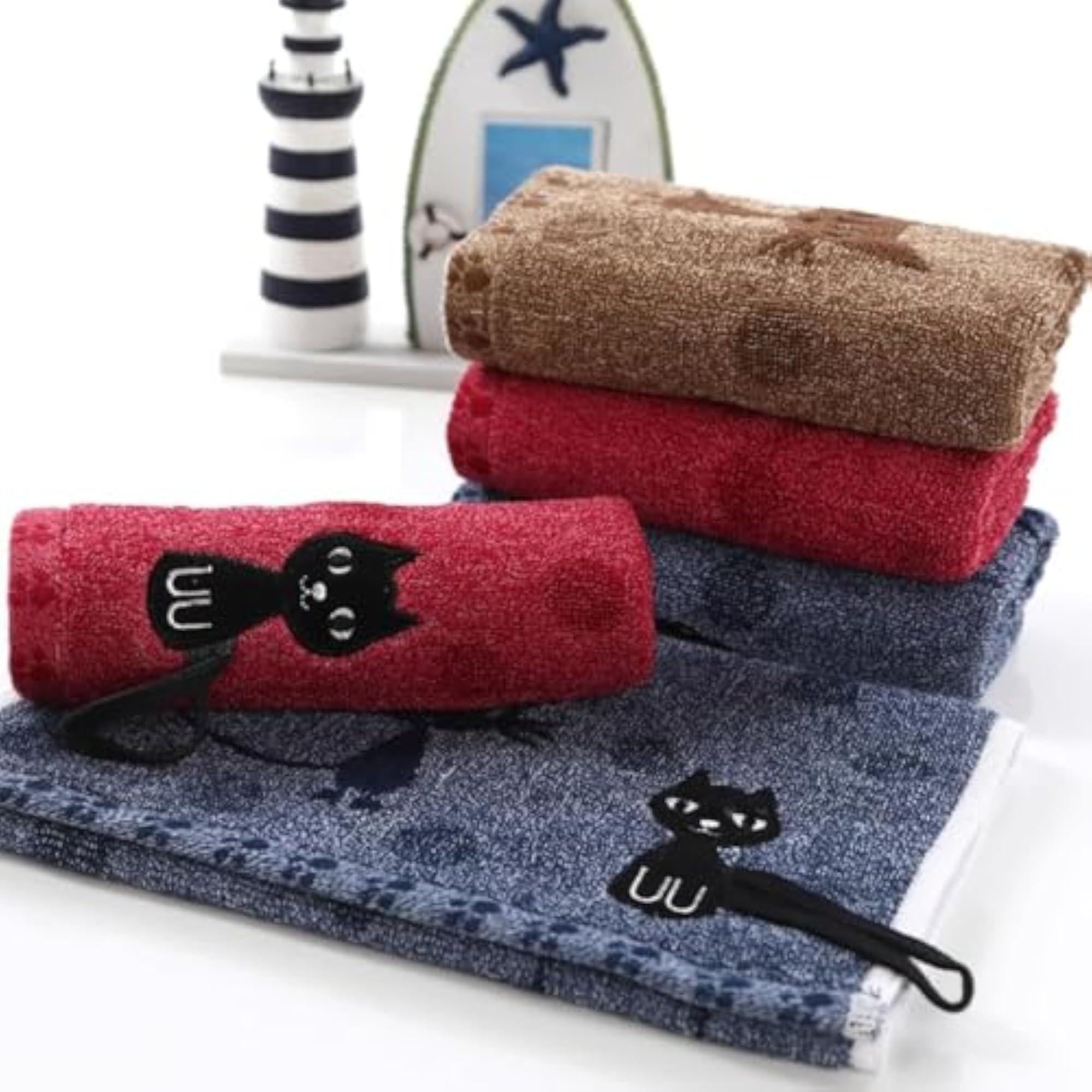 Cute Kitten Design Hand & Face Towels, Set of 3