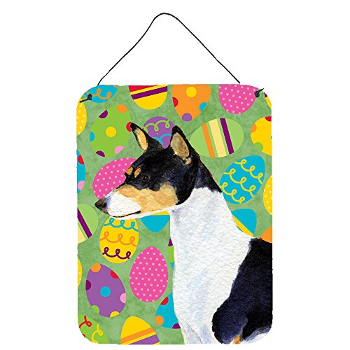Caroline's Treasures SS4859DS1216 Basenji Easter Eggtravaganza Wall or Door Hanging Prints Aluminum Metal Sign Kitchen Wall Bar Bathroom Plaque Home Decor Front Door Plaque, 12x16, Multicolor