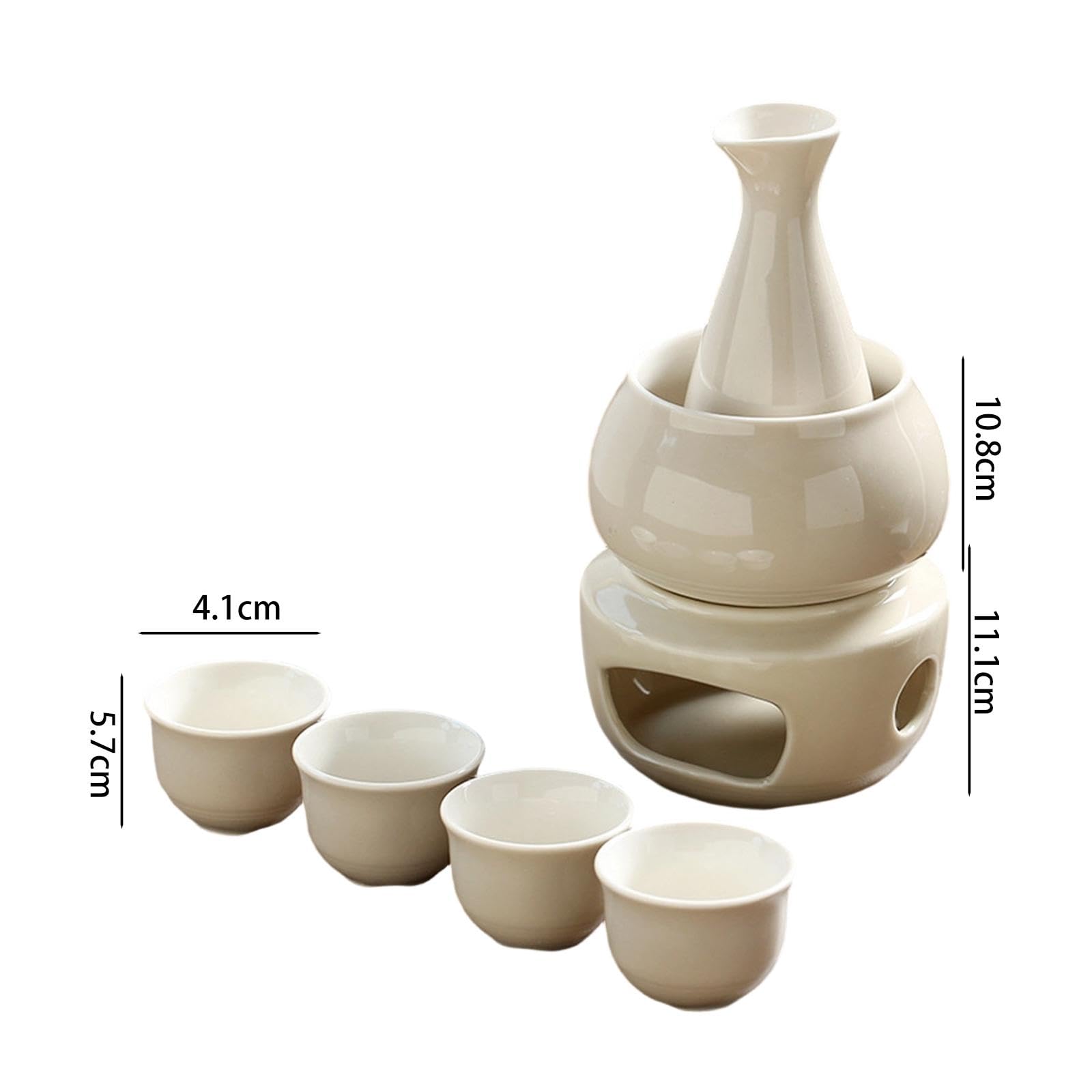 Sake Set mit 4 Bechern Und Wärmer, Professionell Und