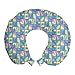 ABAKUHAUS Colores de Hawai Cojín de Viaje para Soporte de Cuello, Cuadrados de Hojas, de Espuma con Memoria y Funda Estampada, 30x30 cm, Ceil Azul y Multicolor