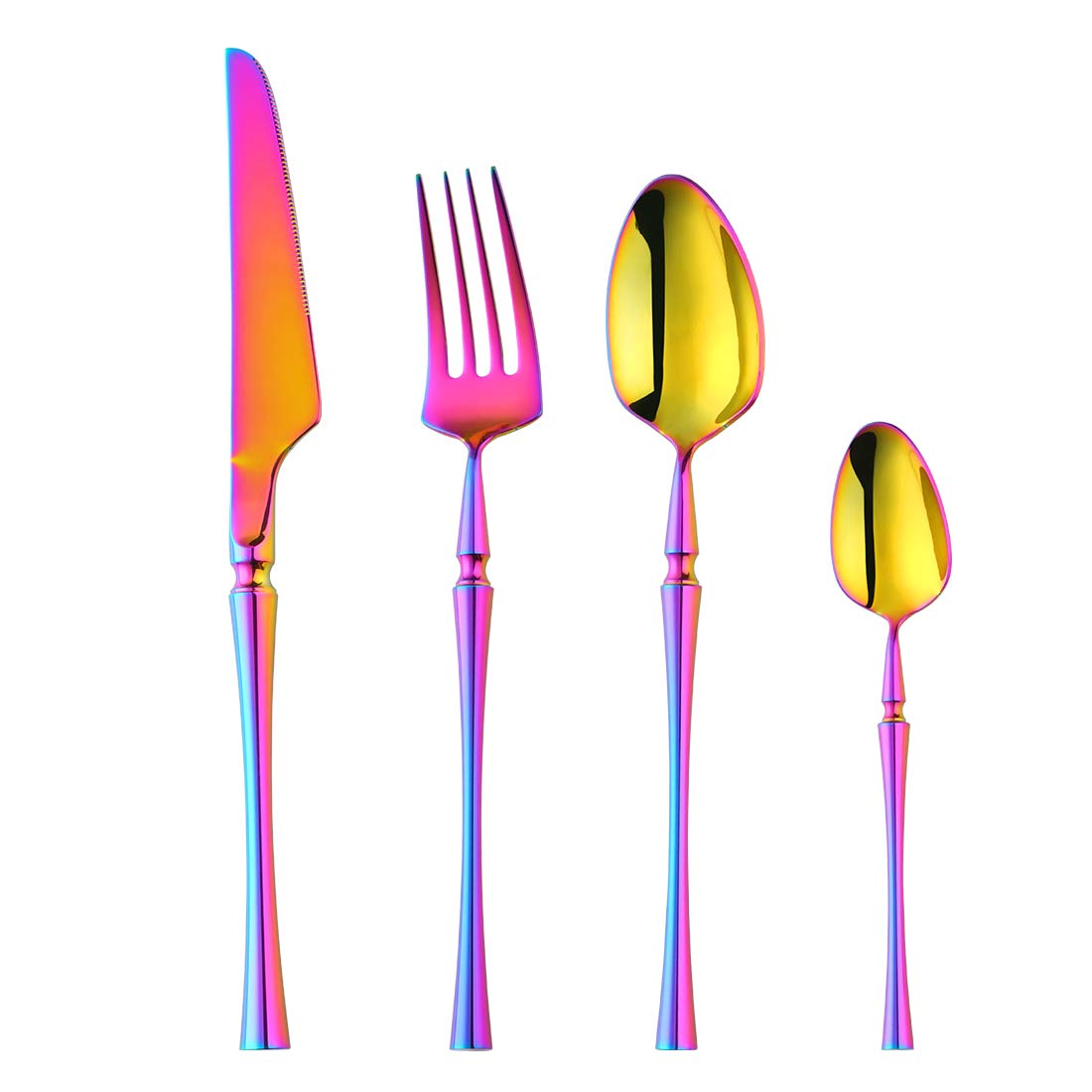Ensemble de couverts arc-en-ciel en acier inoxydable haut de gamme