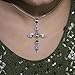 Amethyst Pure 925 Sterling Silver Cross Pendant Necklace Handmade Statement Design Purple Stone Pendant Birthday Gift Jewelry For Men And Women