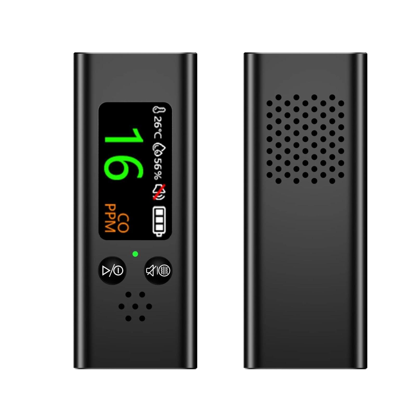 Détecteur de gaz, Détecteur de monoxyde Carbone Portable 3 en 1, Mini détecteur température/humidité Voyage précis et Rechargeable(Zwart)