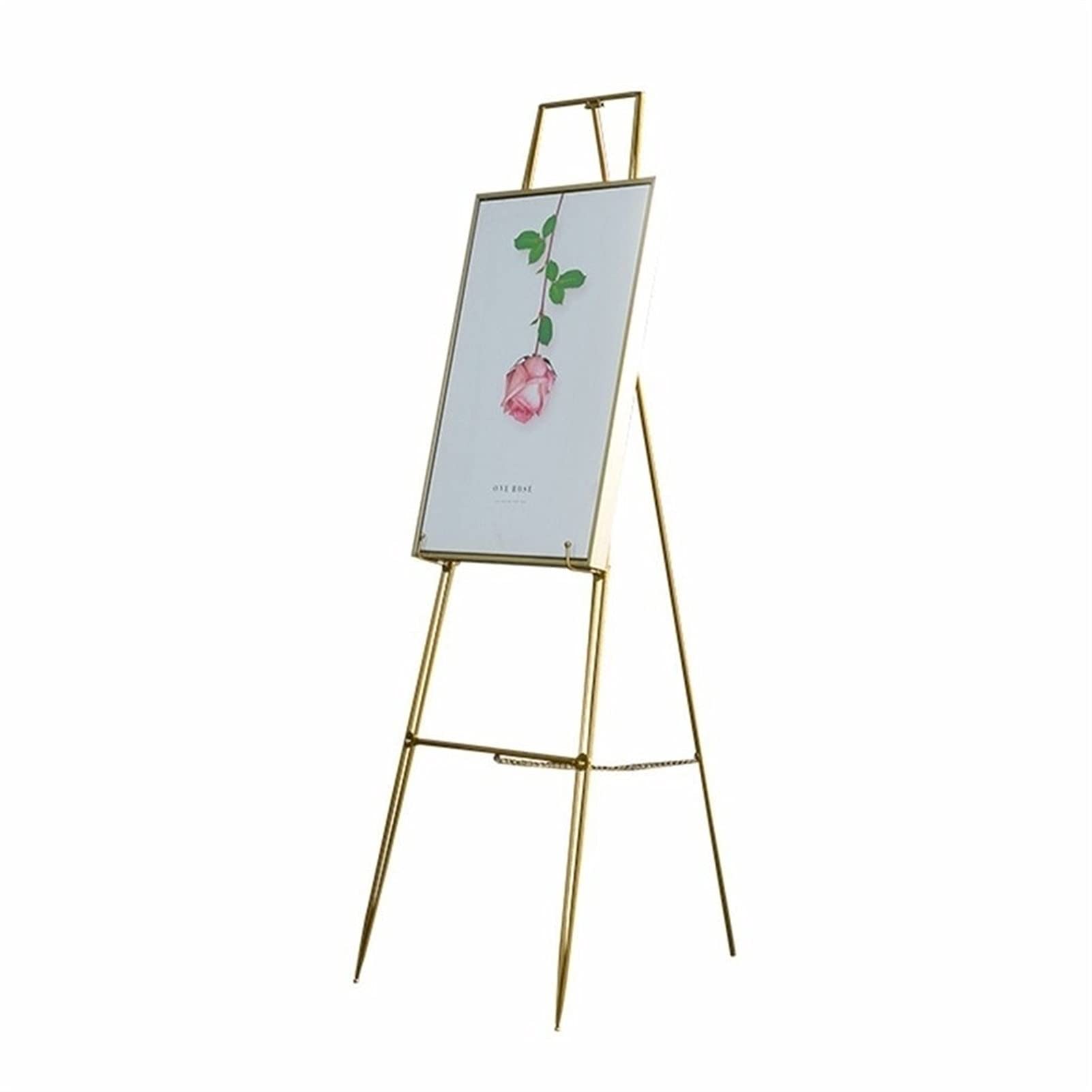 statyw Stojak na ramkę na zdjęcia do salonu, rekwizyty ślubne Retro regulowany trójkąt plakatowy, szkolne studio Sztaluga z kutego żelaza (146 cm)