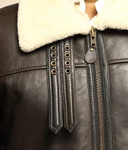 Men B3 Bomber Aviator Shearling Sheepskin Leather Winter Jacket4