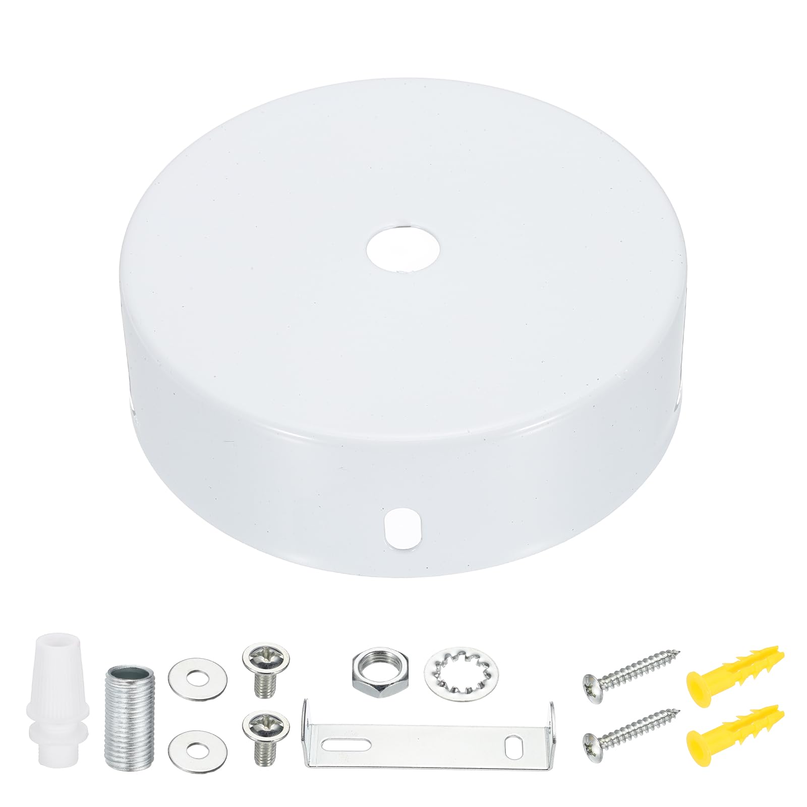 VIAPUICE Metal Round Solid Lamp Stand 3.2" x 1"- 1 Pcs Metal Circular Lamp Base Iron Round Light Base for Home Decor DIY Bedroom Living Room, Version B Edge-Mount, White