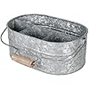 CLEENTABLE Galvanized Farmhouse Utensil Caddy–4 Compartment Tin Organizer for Kitchen Parties Outdoor Use 135 L x 10 W x 55 H Removable Handle
