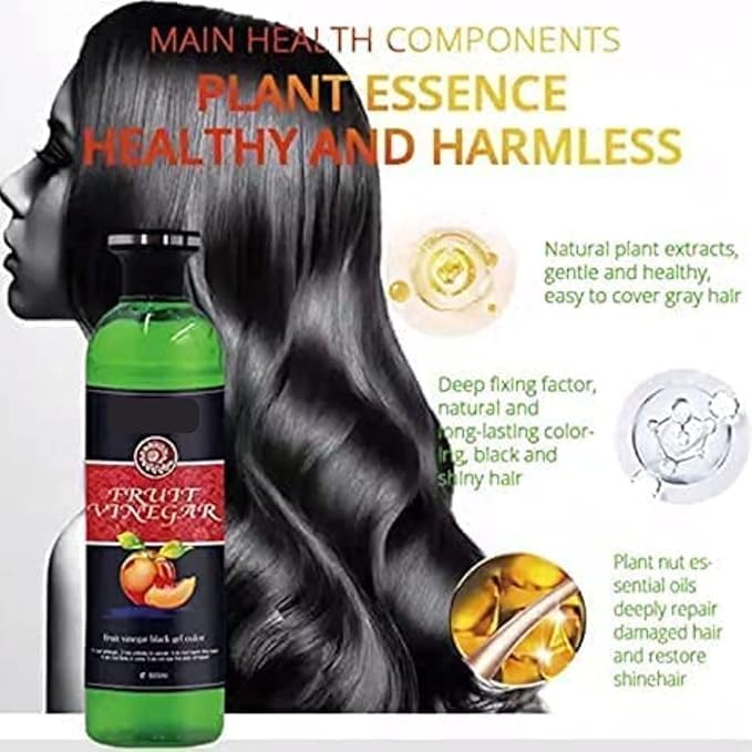 Image of Fruit Vinegar Hair Dye Color for Both Men, Women, Natural & Ammonia Free Color Dye (Black, A /B 100 Ml) (Natural Black, 100 +100 Ml)