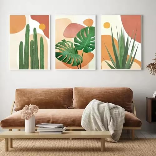 Toile abstraite cactus et agave d'art nordique | Impression haute définition 60x90