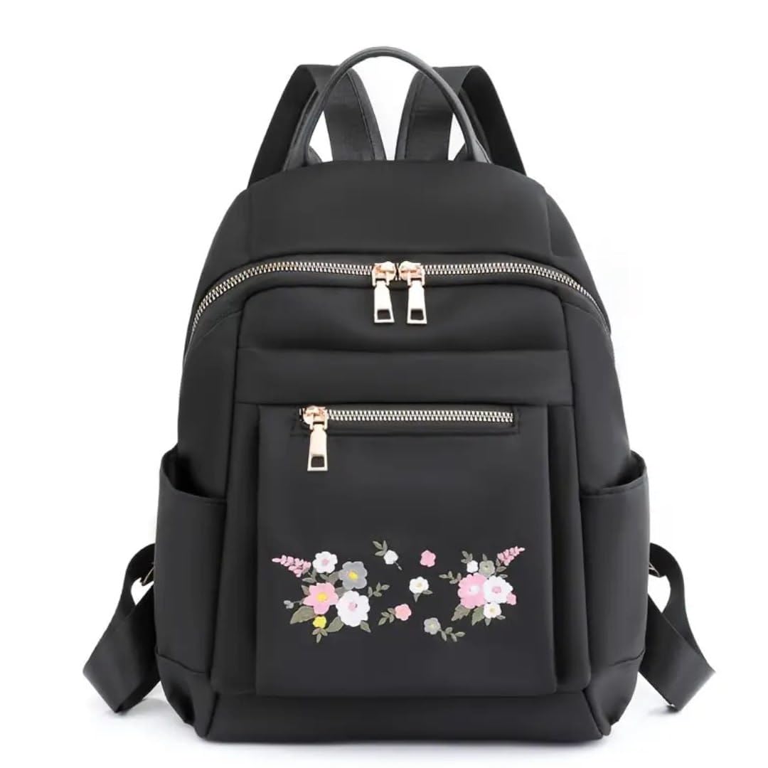 Premium Ethnic Print Black Backpack Purse for Women Waterproof Nylon Travel & Everyday Bag Spacious Fashion Daypack Durable Zip Closure Travel Bag-image-26