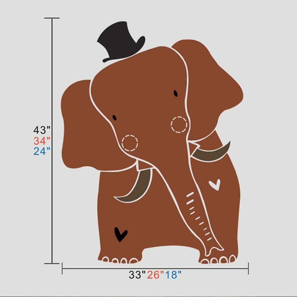 Geckoo Baby Zoo King Elephant Wall Decal - Teal & Ivory Elephant Nursery Wall Sticker (X-Large, 43" H X 33" W) - View #5