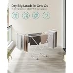 SONGMICS Clothes Drying Rack, Metal Laundry Drying Rack, Foldable, Space-Saving, Free-Standing Airer, with 2 Gullwings, Indoor Outdoor Use, Bed Linen Clothing, White ULLR540W01 - Image 3