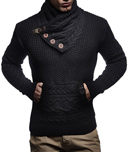 Leif Nelson Men’s Knitted Pullover | Long-Sleeved Slim fit Knitwear | Winter Sweatshirt with Shawl Collar for Men2