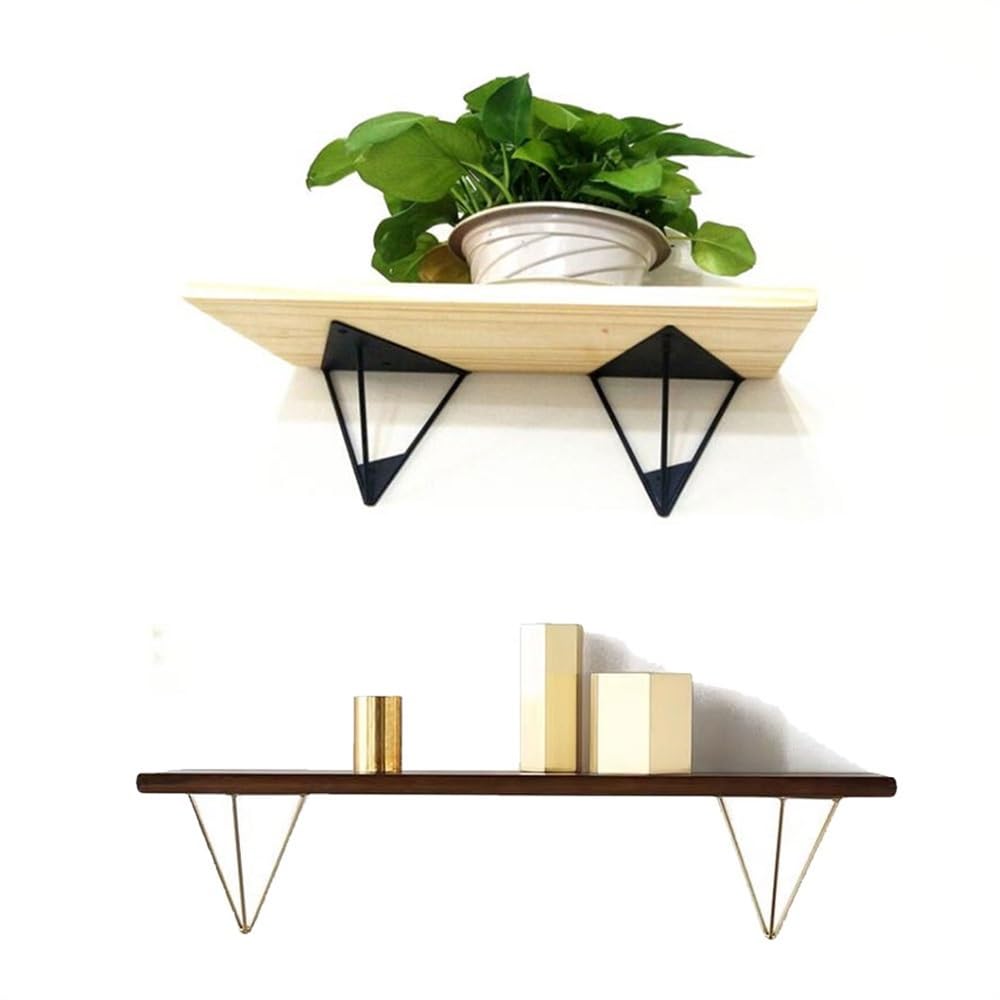 wsparcie regału 2 SZTUKI Salon Wystrój Home Decor Trójkąt Rack Iron Art Montowane Ścienne Książki Półka Wspornik Kuchnia Kuchnia Salowa regał ścienny(Gold)