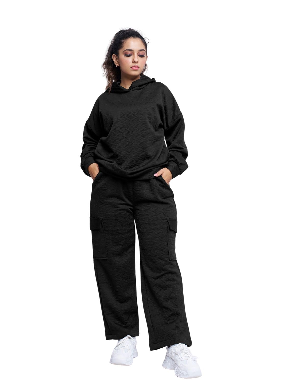 Co-ord Set for Women Stylish | Oversized Loose Fit Cotton Winter Hoodie set | Woolen Sweatshirts & Hoodies & T-Shirt For Girl | Casual Solid Full Sleeves Women Stylish Hoodie with Pocket-image-27
