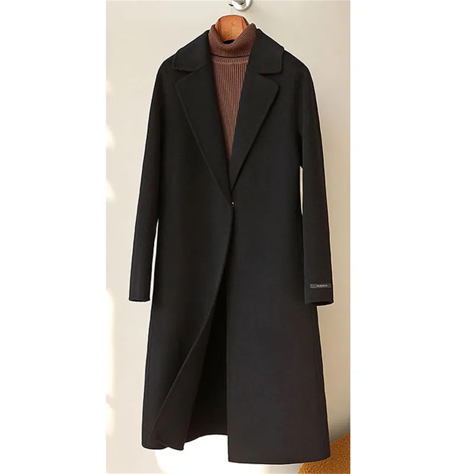 Cappotto invernale in cashmere su entrambi i lati da donna blu cappotto di lana abbigliamento caldo morbido e confortevole