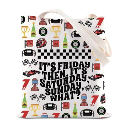 KUIYAI Racing Lovers Tote Bag Sunday Racing Shoulder Bag Checkered Flag Gift Game Day Gift Racer Team Canvas Bag