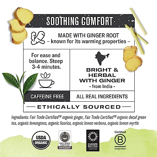Image of Numi Organic Ginger Lemon Decaf Green Tea, 16 Green Tea Bags, Caffeine Free