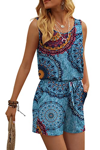 Image of DouBCQ Womens Summer Casual Sleeveless Loose Jumpsuits Romper with Pockets