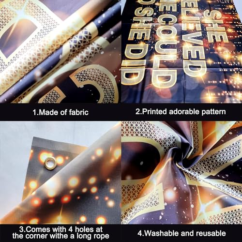 Image of KatchOn, XtraLarge She Believed She Could So She Did Banner - 72x44 Inch | Congratulations Banner, Congratulations Decorations | Graduation Party Decorations, Graduation Decorations Class of 2026