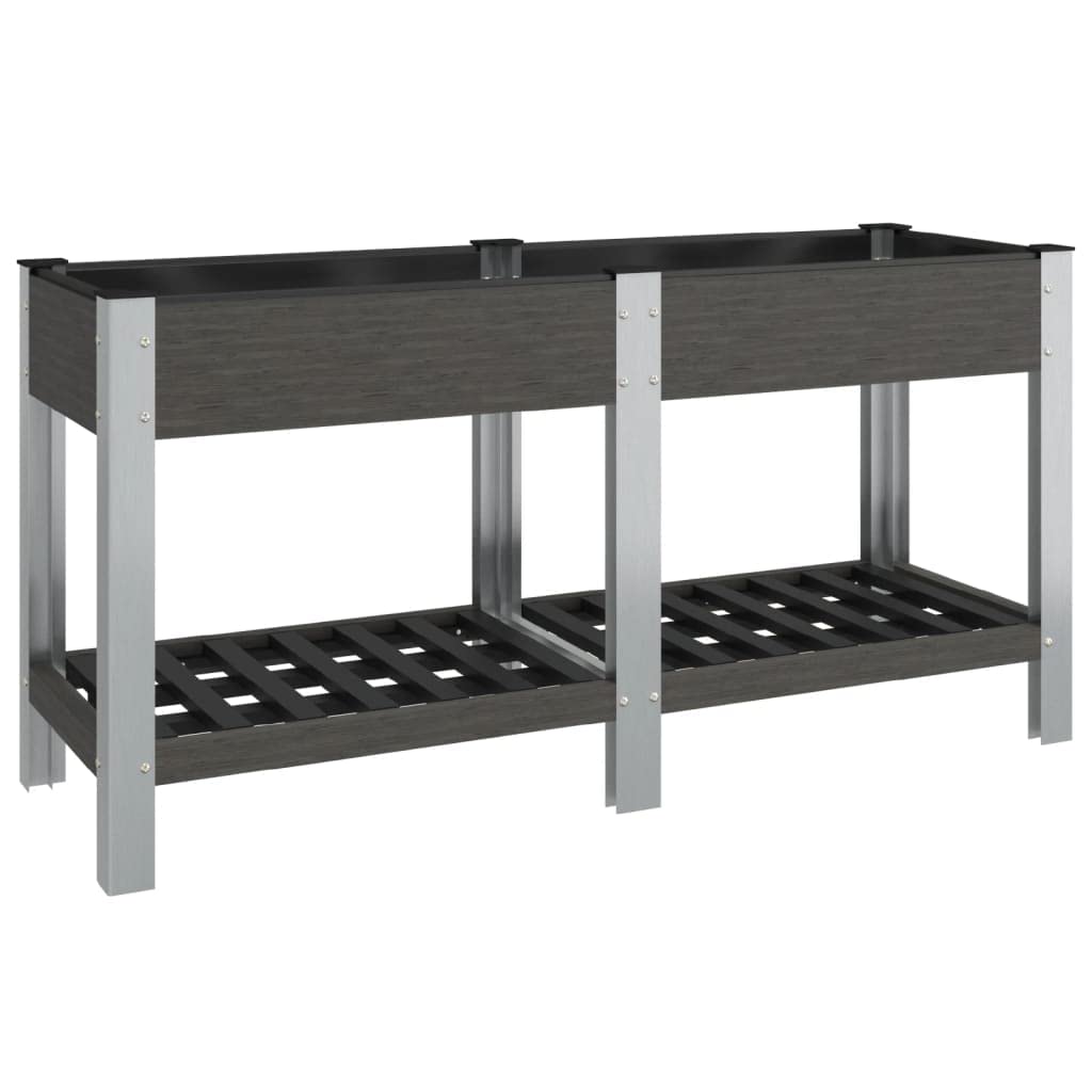 vidaXL Arriate de jardín con Estante WPC Gris 150x50x75 cm, arriate, Jardinera, bancal Elevado, arriate Elevado, macetero, Mesa de Cultivo, Maceta