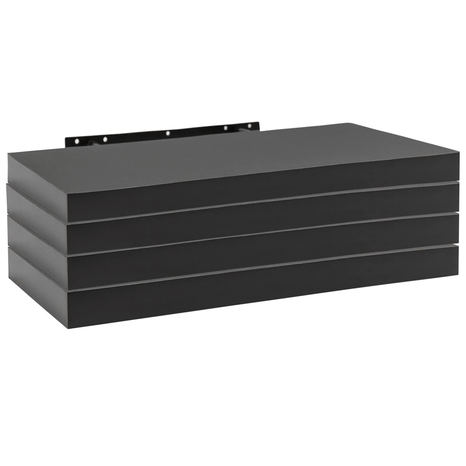 WOLTU 4 Pcs Floating Shelf Black Wooden Wall Storage Display Shelf 60cm Long RG9319sz-4-UK — image 1