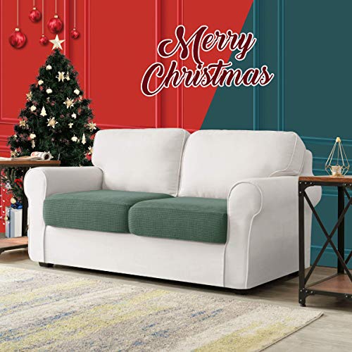 Image of CHUN YI 2Piece Stretch Couch Cushion Covers, Sofa Seat Slipcovers for Pets, Suitable for Armchair Loveseat Sofa with Spandex Jacquard Washable Fabric (2Piece, Dark Cyan)