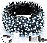 Taoushuleng 200L Christmas String Lights with Cool White Bulbs, 66FT Connectable String Light, 8 Lighting Modes with Green Wire for Garden, Tree, Patio Decor Christmas Decoration