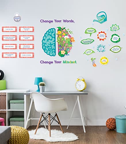 Carson Dellosa Education 47 pc Bloom with a Growth Mindset Bulletin Board Set, Motivational Poster, Plant Cutouts, 2-Piece Brain with Affirmation Cards, Calm Down Corner Supplies and Classroom Decor - Image 5