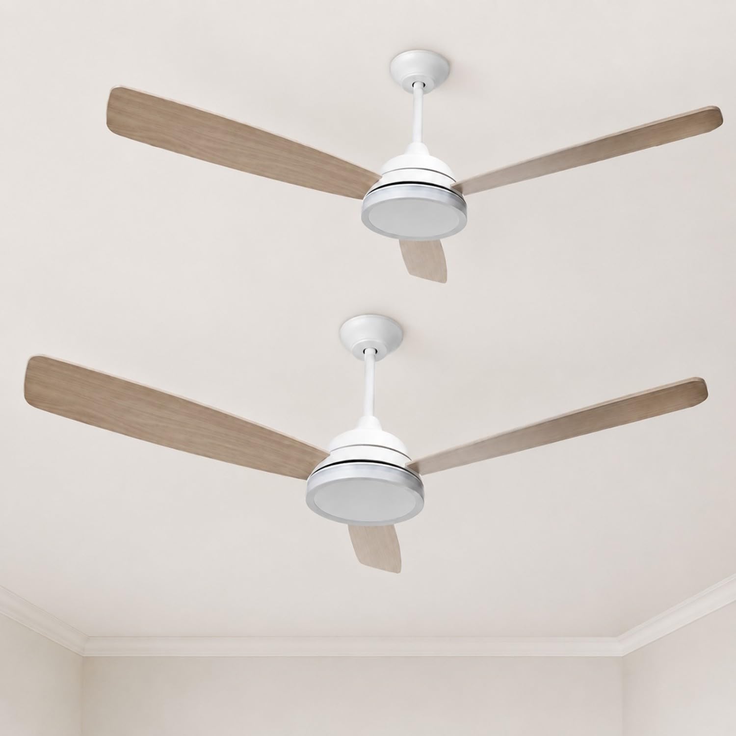 Aigostar Ventilatore da Soffitto con Luce e Telecomando Silenzioso, 2 Pack | 2700K/4000K/6000K Dimmerabile, 25W Motor DC Reversibile , 6 Velocità, Adatto per soggiorno, camera da letto e sala da pranzo