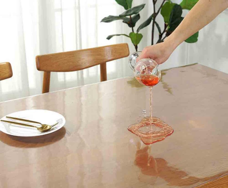 Miniatura 4 de Protector redondo transparente para mesa, de plástico de 0.078 pulgadas de grosor, tapete de vinilo grueso, impermeable, resistente al calor,