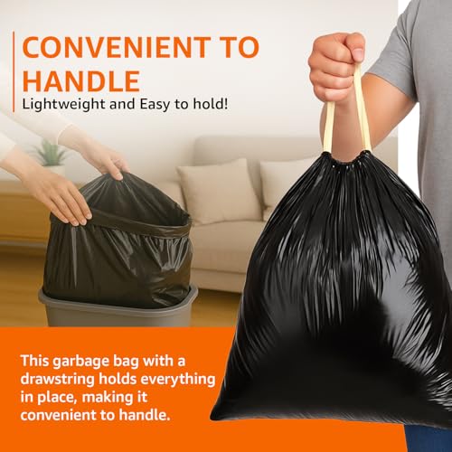 Image of Amazon Basics Multipurpose Drawstring Garbage Bags | Medium | 30 Count | Heavy Duty Garbage Bag | Jasmine Fragrant Garbage Bag | Odour Control | No Tear Removal