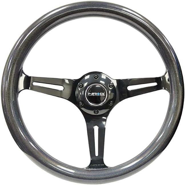 NRG Innovations NRG-ST-015BC-CN - Volante clásico de grano de madera, 13.780 in, 0.984 in de profundidad, 3 radios negros, agarre de pintura nacarada