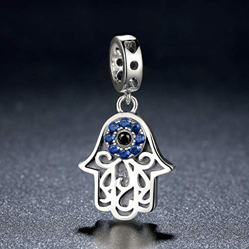 Image of Big Eye Charm 925 Sterling Silver Blue Evil Eye Charm Fit Pandora Style Bracelet (Light Blue & Blue)