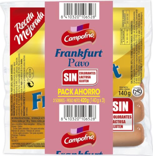 Campofrío - Salchichas Frankfurt Pavo Pack 3 (140 g x 3)