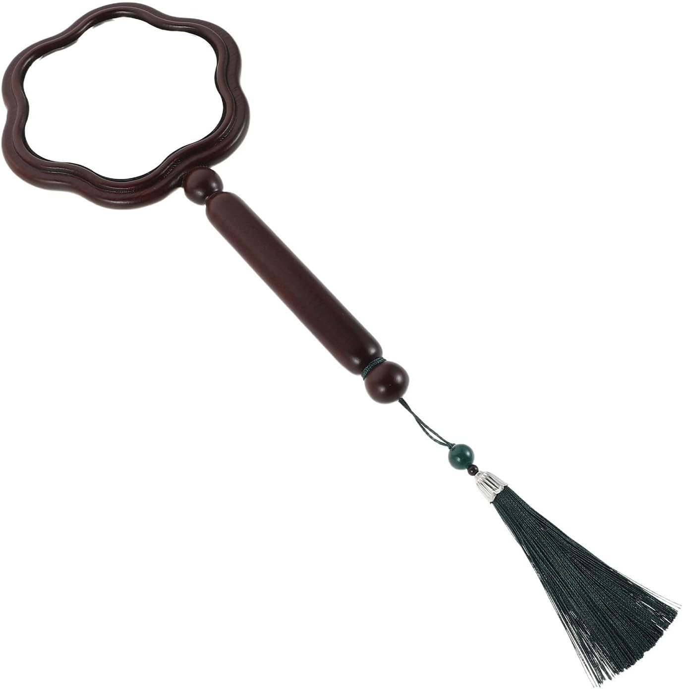 Vintage Handheld Makeup Mirror and Flower Shape with Sandalwood Handle
