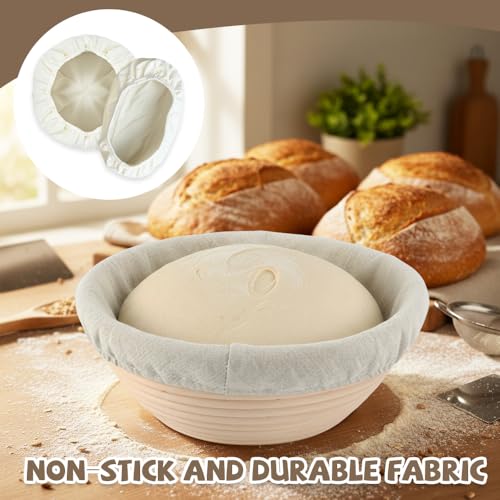 HMCEY 6 Stück Abdeckhaube Gärkorb Rund und Oval,Gärkörbchen Leineneinsatz mit Gummibund,Gärfolie für Brot Gärhaube,Gärtuch Bäckerleinen Wiederverwendbar für Bäckerei, Backwarenladen - 3 Größen
