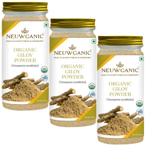 Neuwganic Giloy Powder (Stem) 200g | Use for Reducing Inflammation, Detoxifying Body, Improving Liver Function, Regulates Blood Sugar - Pack of 3
