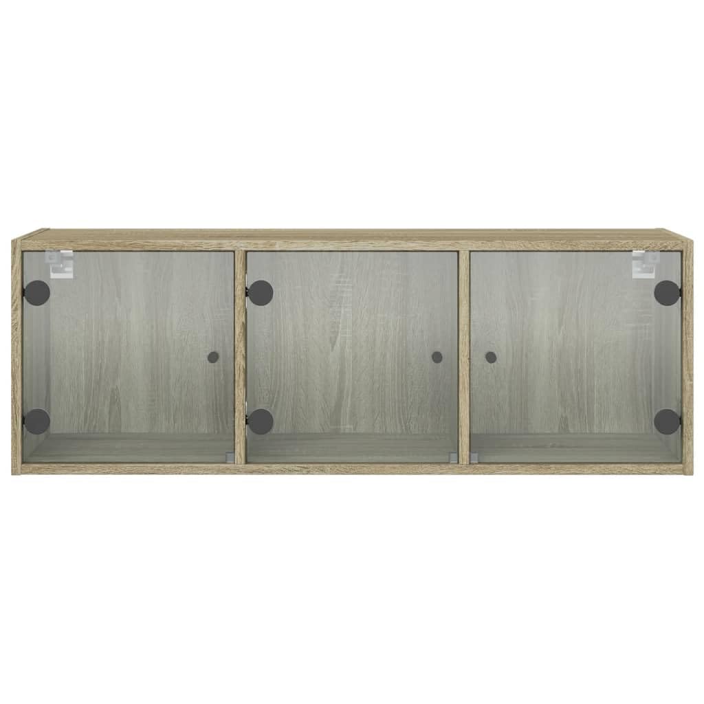 Szafka ścienna ze szklanymi drzwiami, dąb Sonoma z materiału drewnopochodnego 102 x 37 x 35 cm, szafka do przechowywania z półkami i półką, do biura, korytarza, piwnicy, warsztatu, miejsca do