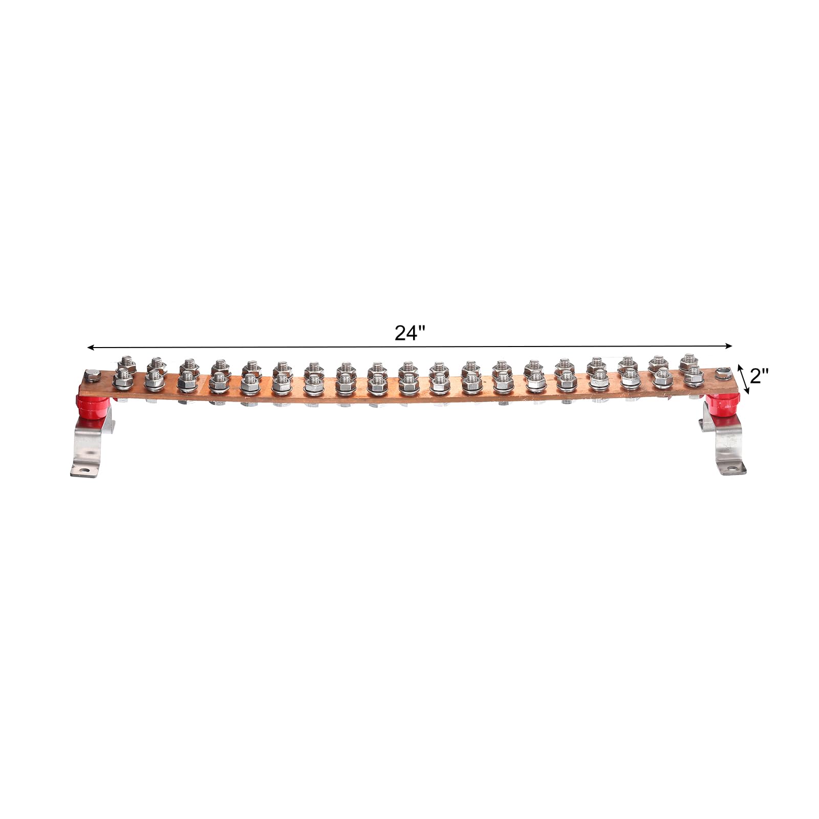 QUARKZMAN 1 Juego Pared Montado 24" x 2" x 0.24" Cobre Tierra Barra con 38 Terminal Posiciones Tierra Barra Kits