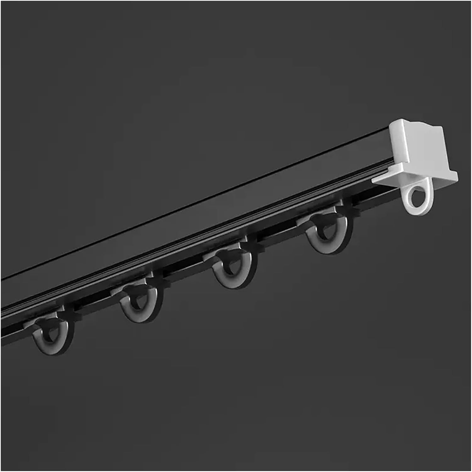 Tringle à rideaux de plafond robuste rail alu noir pour grande maison