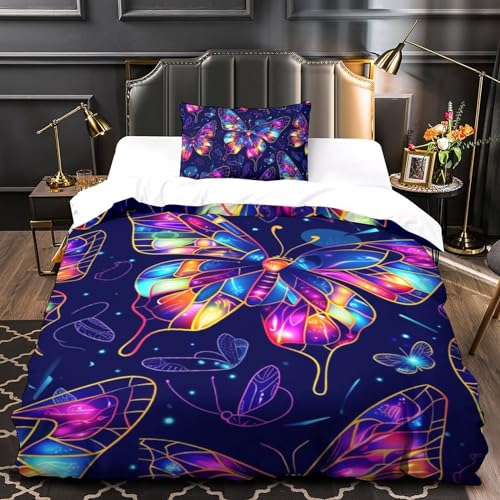 Housse de couette papillons 3D en microfibre 135x200 pour lit simple - 4