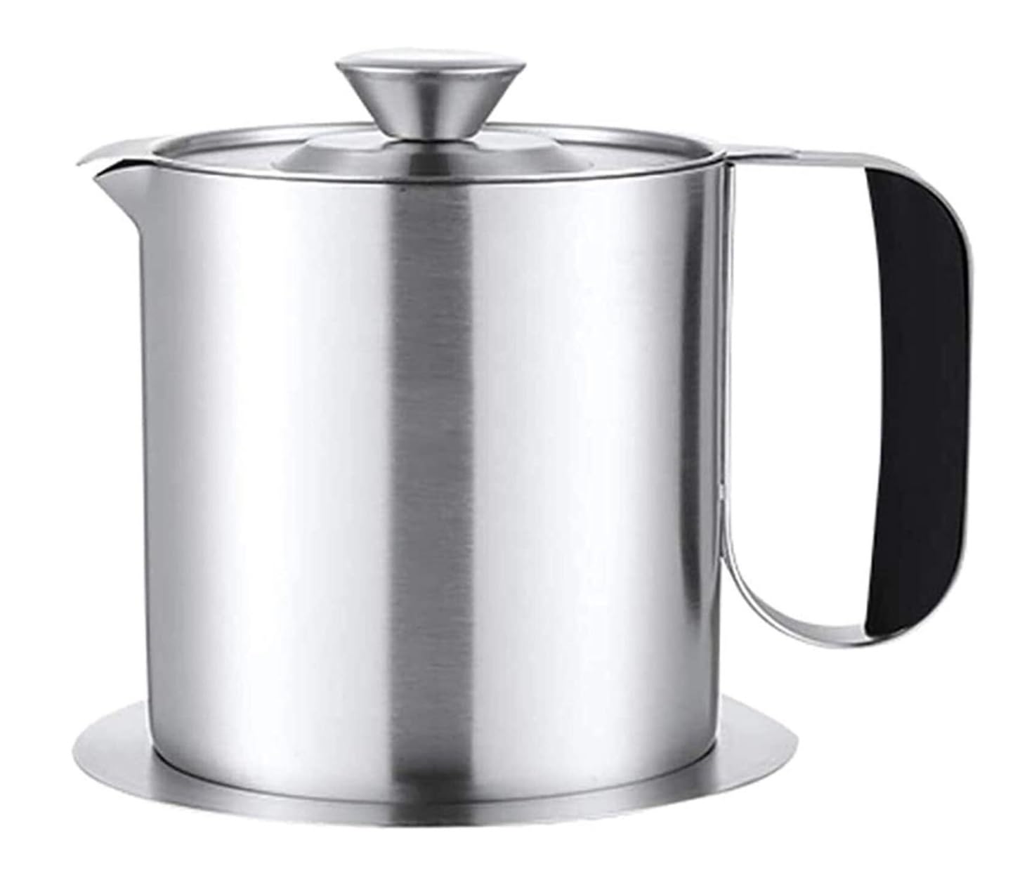Essig- & Ölspender Großes Fettsieb, Edelstahl-Öl-Fett-Abscheider, Öl-Suppen-Siebschüssel mit Griff, Fettöler-Filtertopf (Color : Silver, Size : 1L)