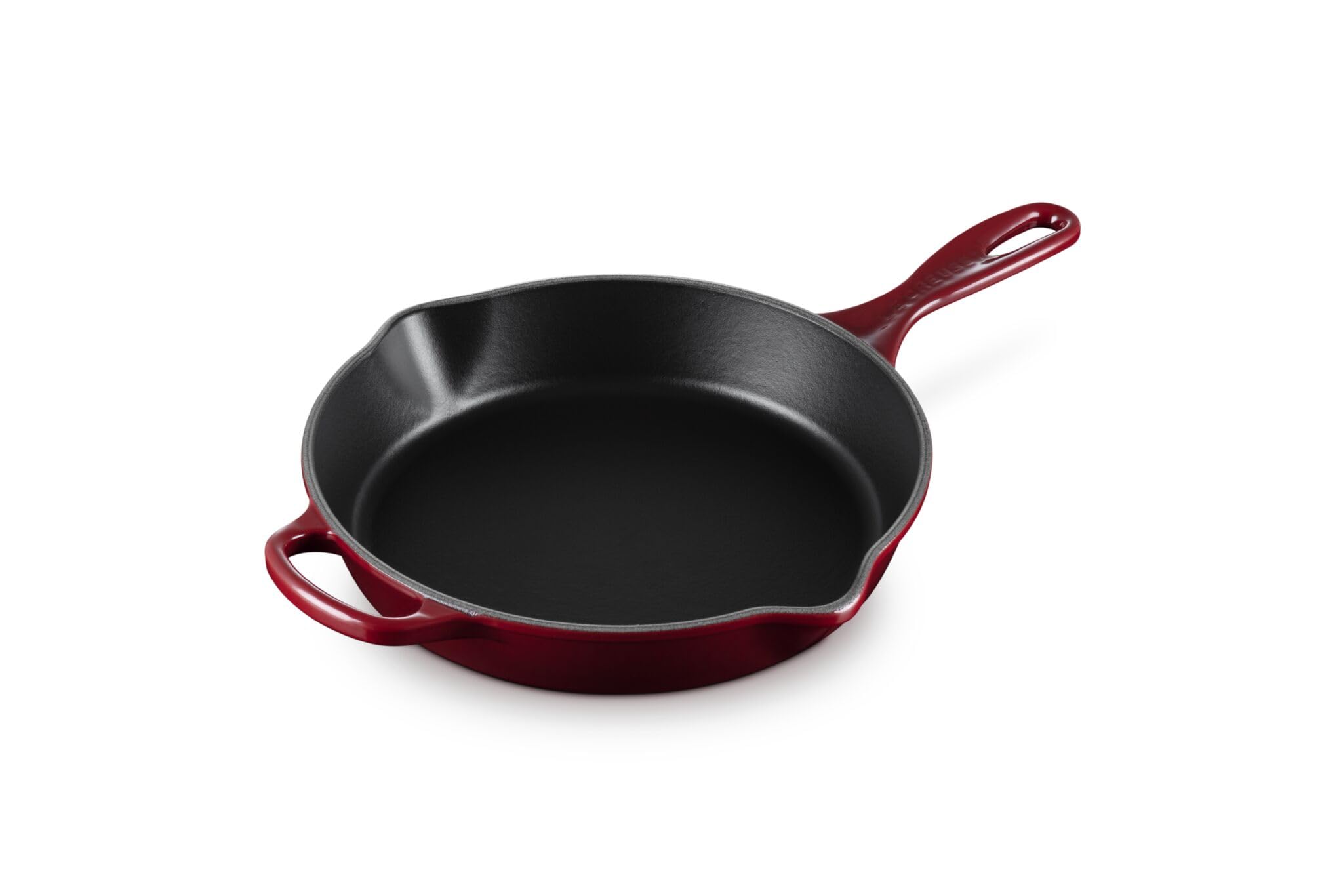 LE CREUSET Signature 20187269490422 - Padella profonda in ghisa smaltata, con manico e due beccucci per versare, per tutti i tipi di piano cottura e forno, 26 cm, 2 litri, colore: granato