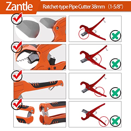 Zantle Ratchet-Type Tube And Pipe Cutter For Cutting O.d. Pex, Pvc, And Ppr Plastic Hoses And Plumbing Pipes Up To 1-5/8" Inches, Ideal For Home Working And Plumbers (Orange) #TOP5