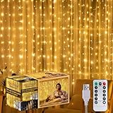 TechPride 300 LED Curtain String Light | Warm White Fairy Lights with Plastic Hooks & Remote | 8 Lighting Modes | Indoor Outdoor Decoration Lights for Diwali, Wedding, Wall, Balcony, Party, Home Décor