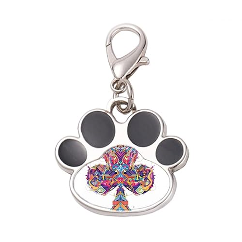 DIYthinker?Club Playing Cards Geometric Pattern Pet Tag Keychain Dog Cat ID