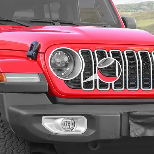 Image of JWWY Front Grille Inserts Bezels Cover Trim Compatible with 2024 Jeep Wrangler JL JLU & Gladiator JT Exterior Accessories 2pcs Carbon Fiber